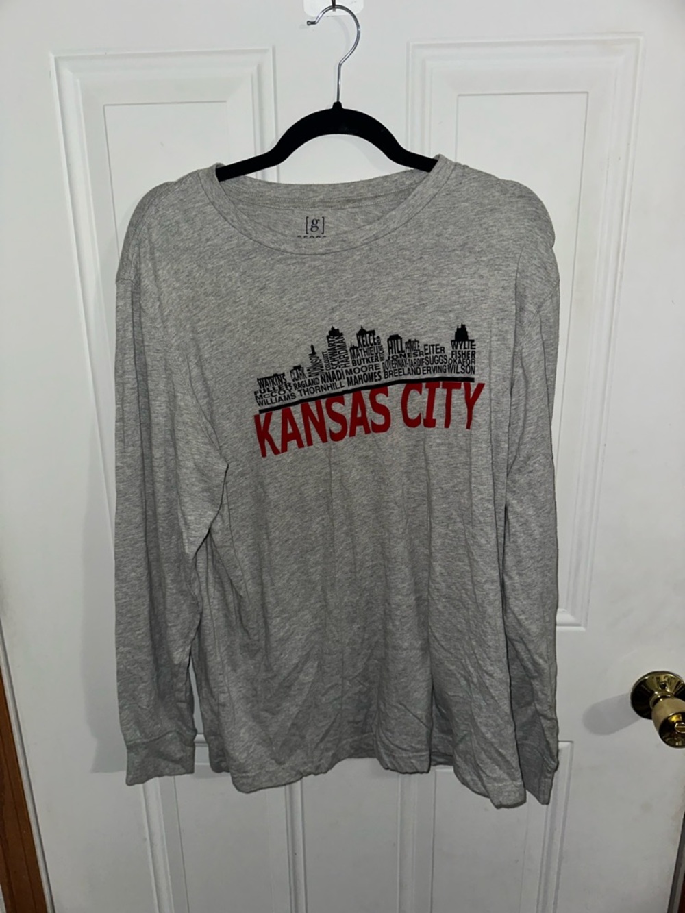 George Gray Long Sleeve Tee with Red "Kansas City" Graphic